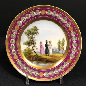 Assiette en porcelaine de Paris d'époque Restauration