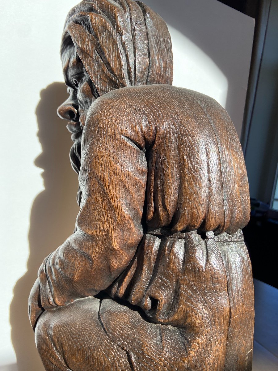 Pair Of Oak Sculpture-photo-2