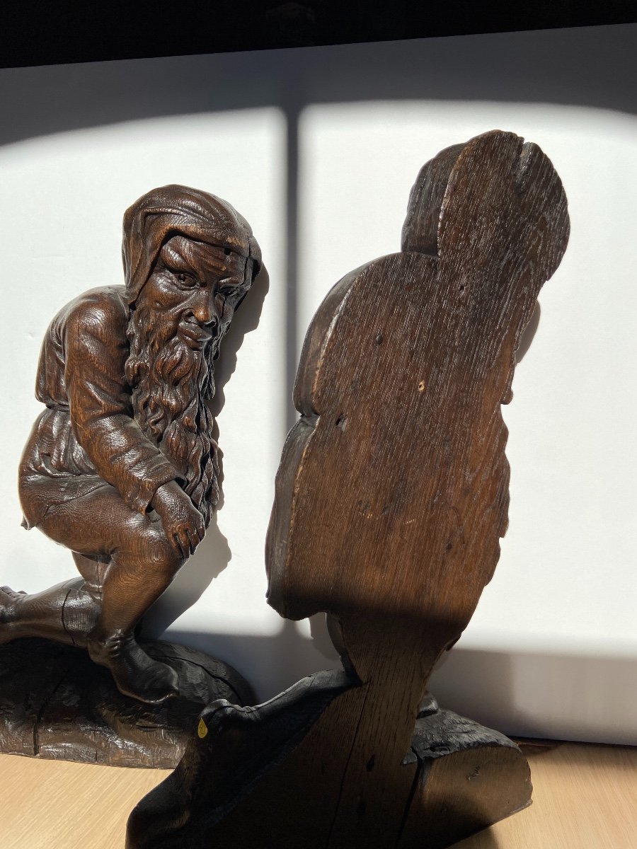 Pair Of Oak Sculpture-photo-3