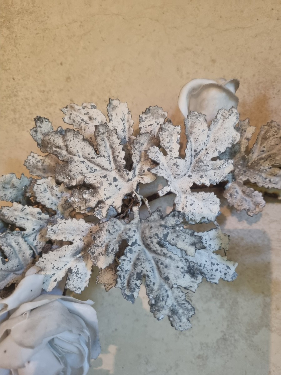 Wreath Of Leaves In Zinc....circa 19th Century-photo-3