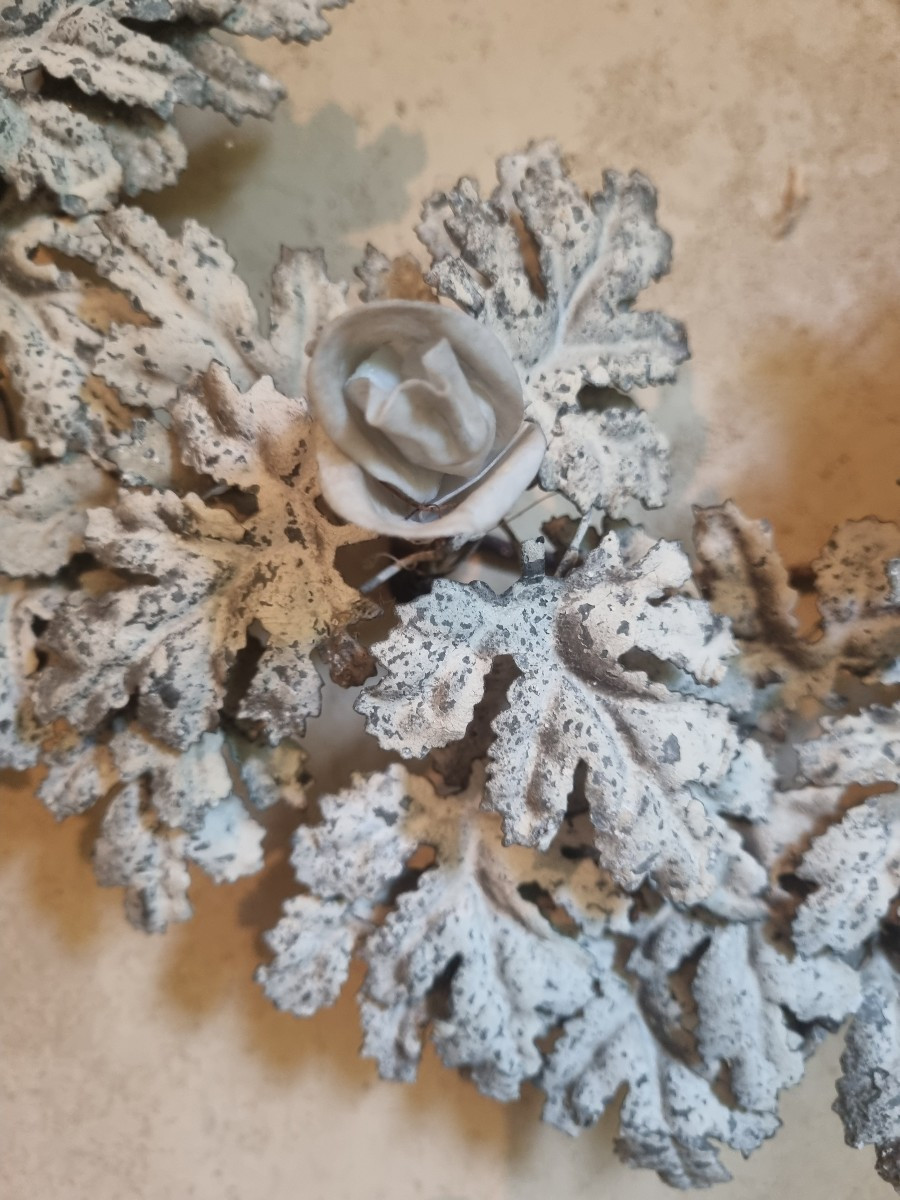 Wreath Of Leaves In Zinc....circa 19th Century-photo-4