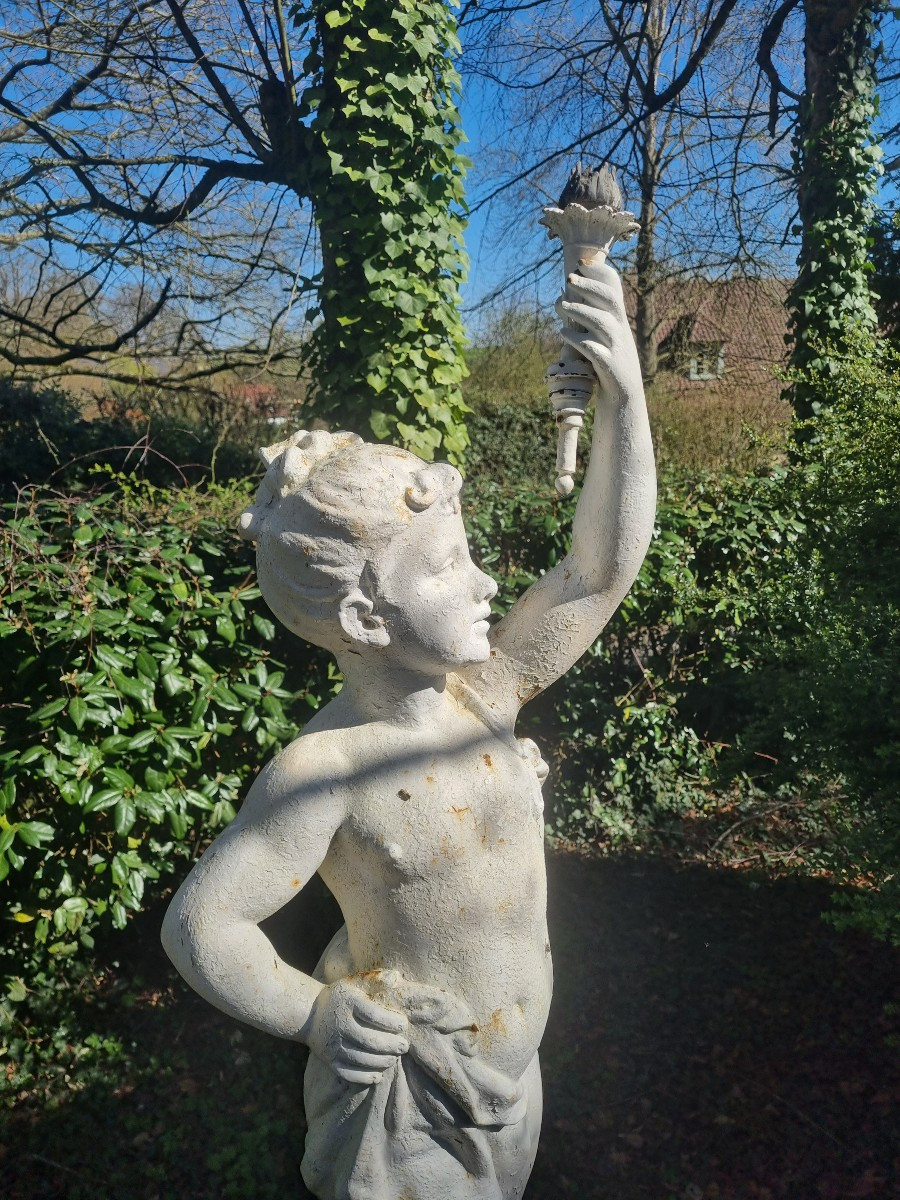 Statue en fonte de fer...Porte torchère-photo-2