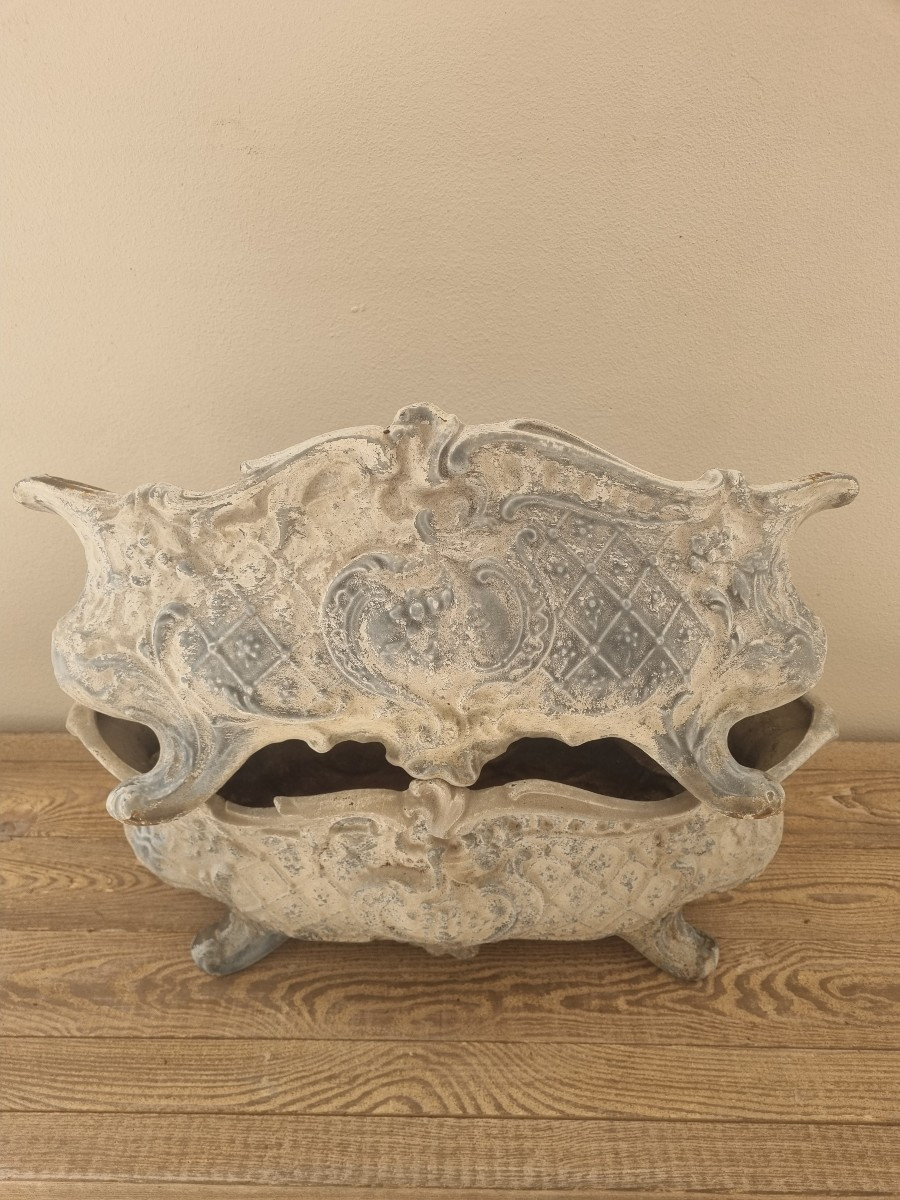 Pair Of Enamelled Cast-iron Planters.-photo-4