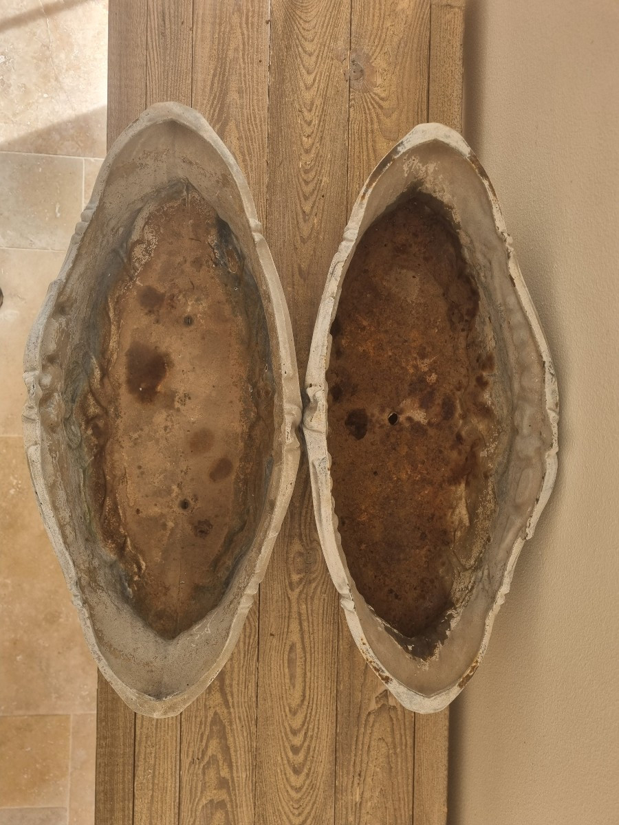 Pair Of Enamelled Cast-iron Planters.-photo-1