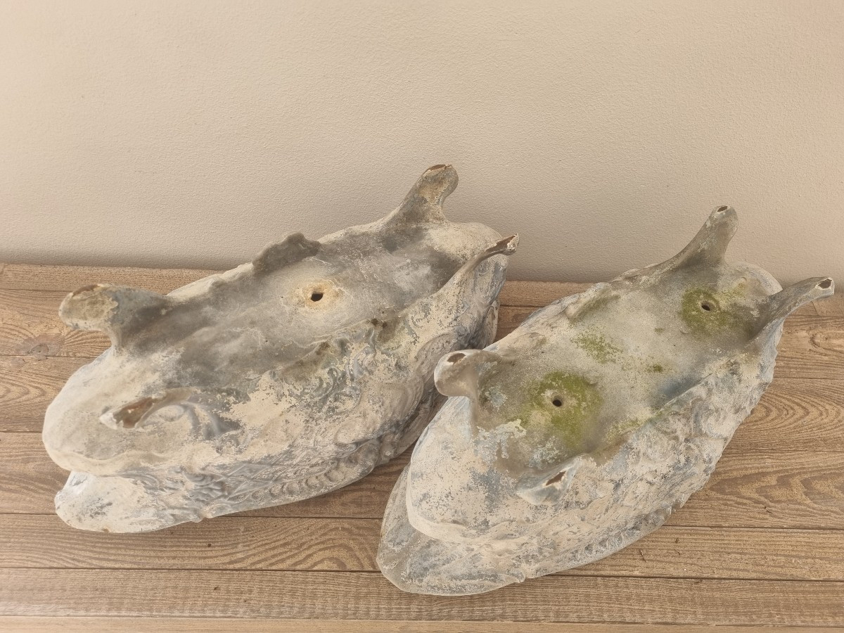 Pair Of Enamelled Cast-iron Planters.-photo-2