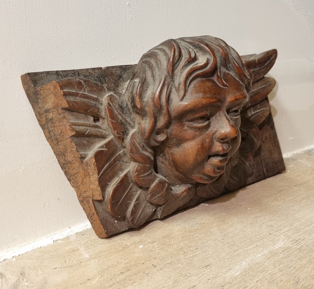 Angelot..putti En Bois Sculpté..-photo-4