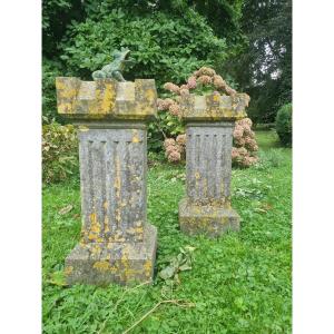Pair Of Blue Stone Columns