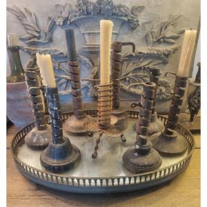 Set Of 8 Antique "cellar Rats" Candlesticks.