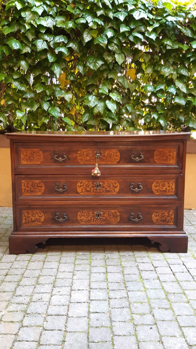 Antique Venetian Inlaid Chest Of Drawers