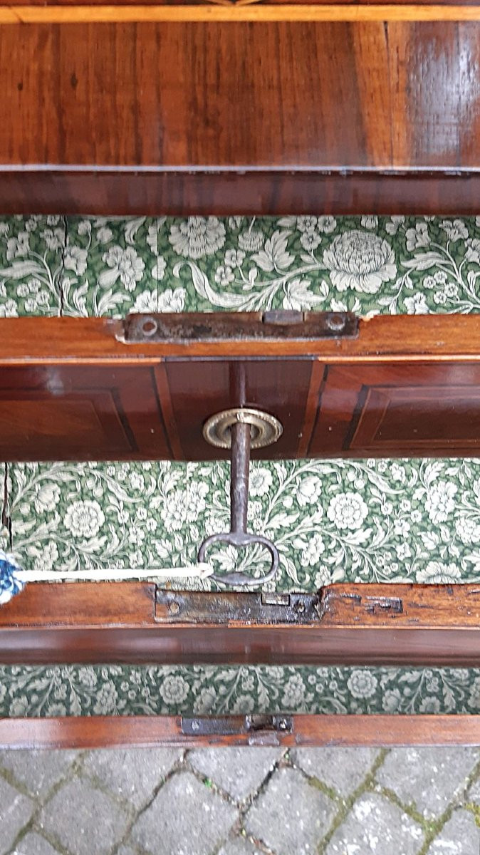 Antique Louis XVI Chest Of Drawers From The 18th Century, Veneered And Inlaid-photo-8