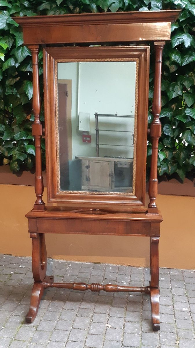 Antique 19th Century Charles X Psyche Mirror-photo-2
