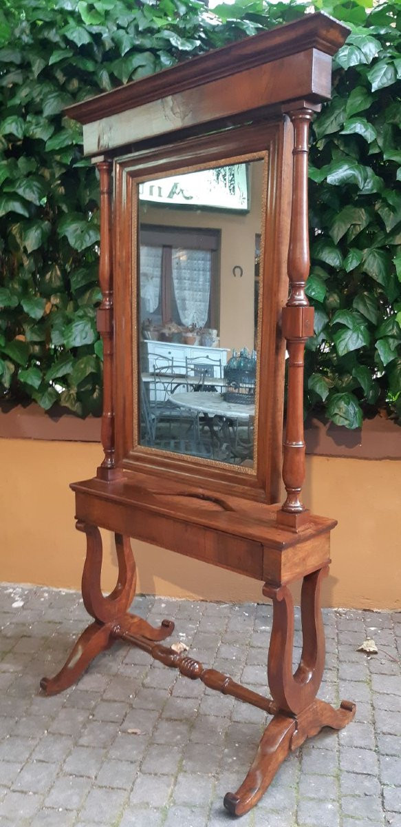 Antique 19th Century Charles X Psyche Mirror-photo-4