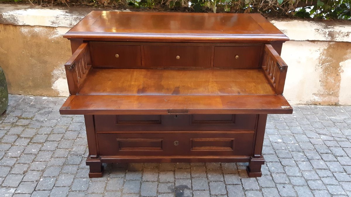 Commode Empire ancienne en noyer avec bureau à abattants-photo-5