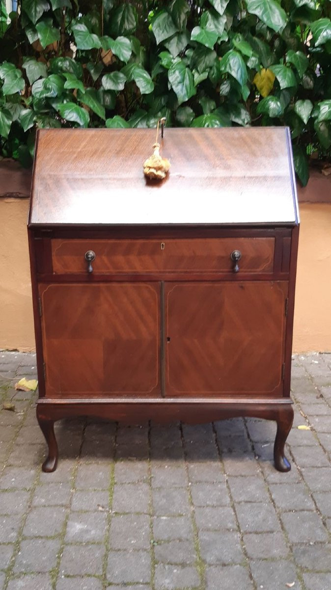 Bureau victorien antique en acajou avec filet-photo-4