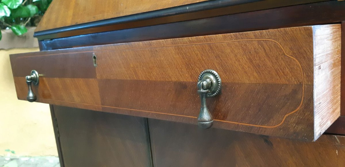Bureau victorien antique en acajou avec filet-photo-2