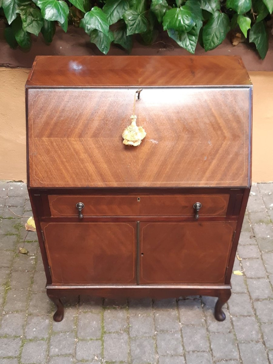 Bureau victorien antique en acajou avec filet-photo-6