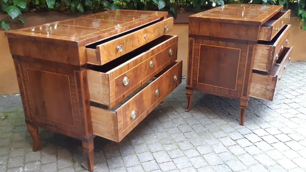 Pair Of Antique Louis XVI Emilian Chests Of Drawers With 18th-century Threads-photo-2