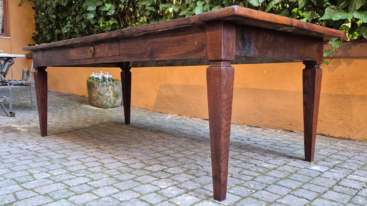 Grande table piémontaise ancienne aux pieds fuselés-photo-3