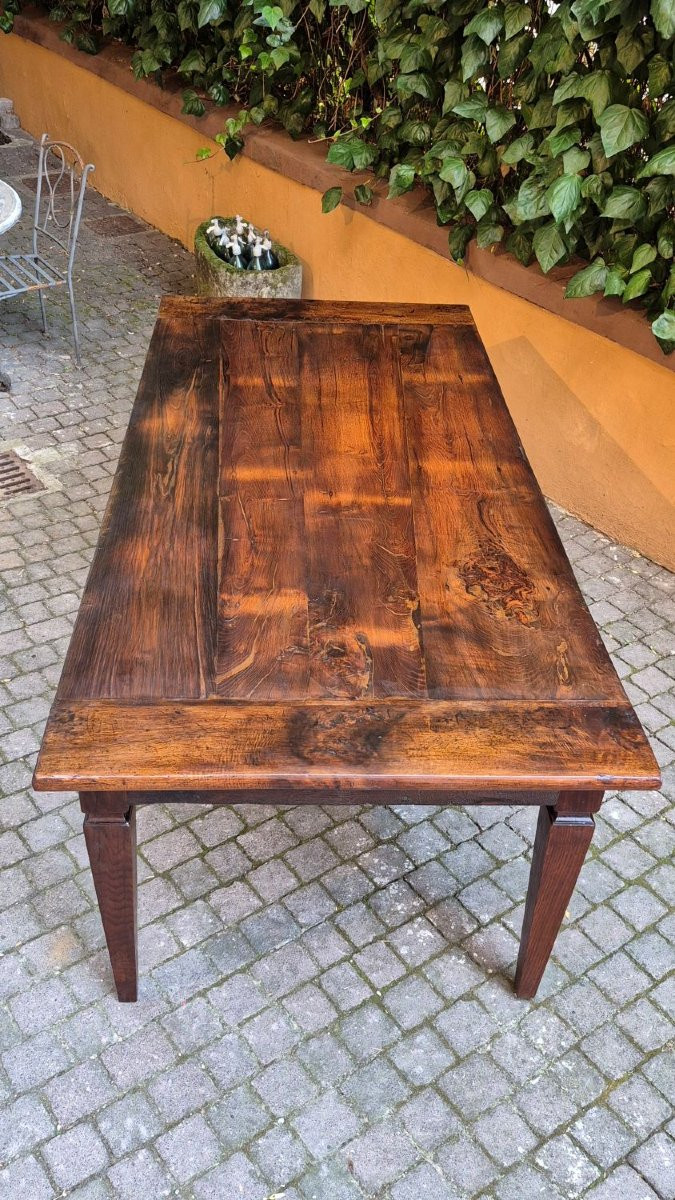 Grande table piémontaise ancienne aux pieds fuselés-photo-4