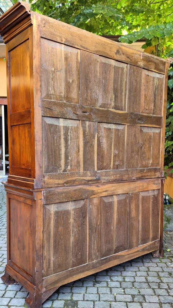 Antique Double-body Sideboard With 3 Panels In Walnut-photo-6