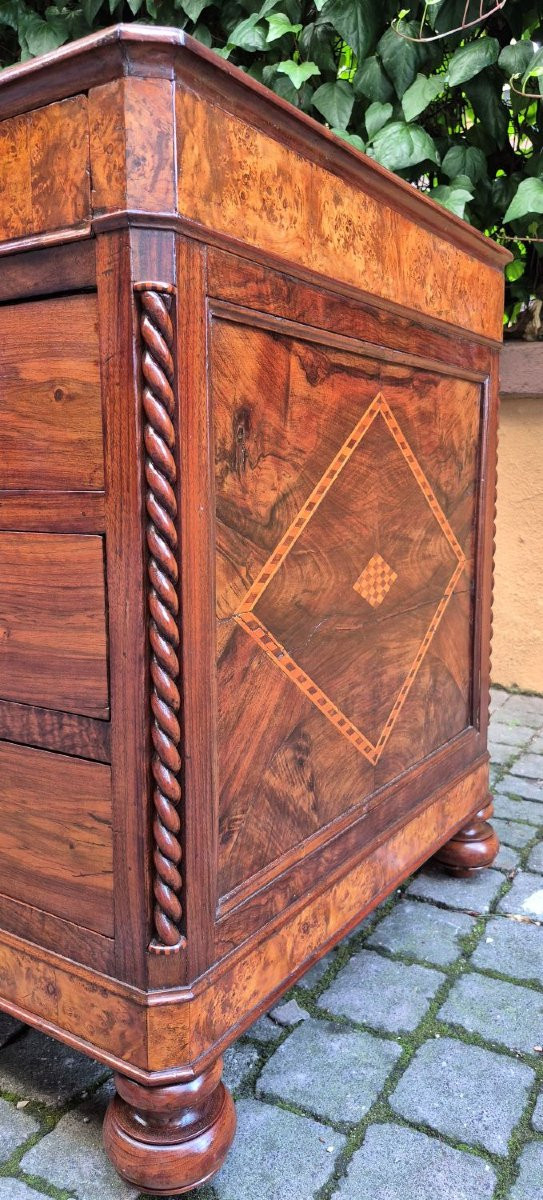 Antique Romagna Writing Desk With Threaded And Inlaid Worktop-photo-4