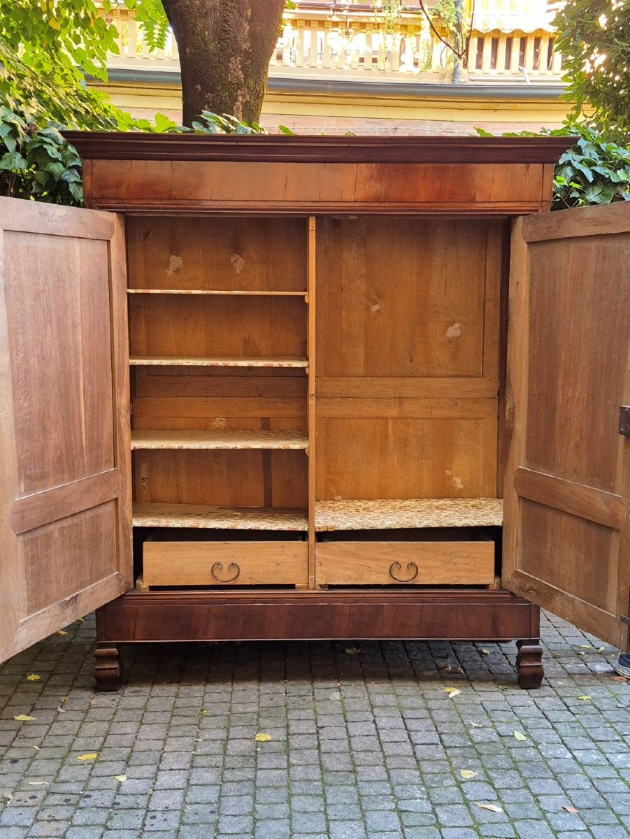 Armoire ancienne lombarde à panneaux de noyer du XIXe siècle-photo-3