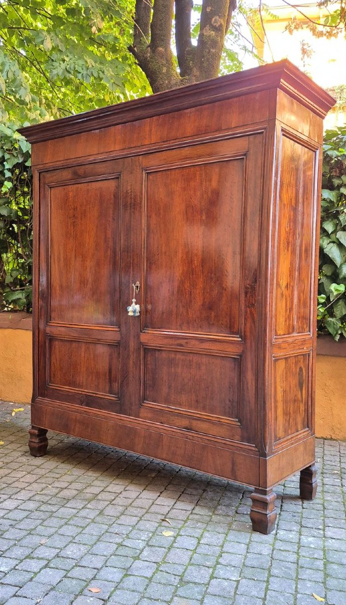 Armoire ancienne lombarde à panneaux de noyer du XIXe siècle-photo-7