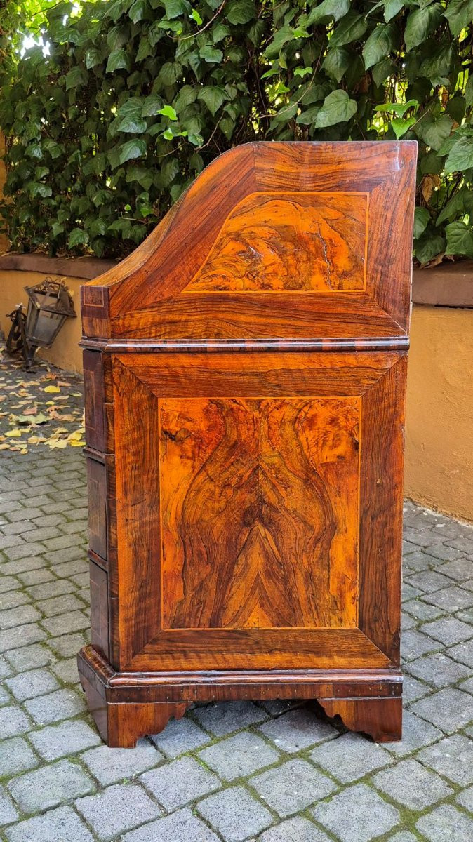 Bureau ancien de style Louis XV vénitien en noyer et racine de bruyère-photo-6