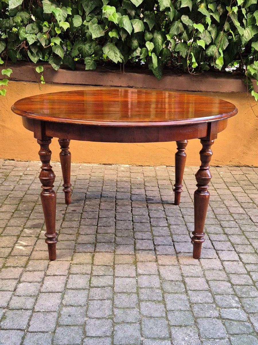 Antique Extendable Round Walnut Table From The 19th Century-photo-2