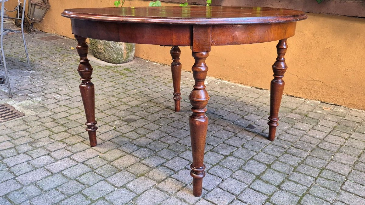 Antique Extendable Round Walnut Table From The 19th Century-photo-2