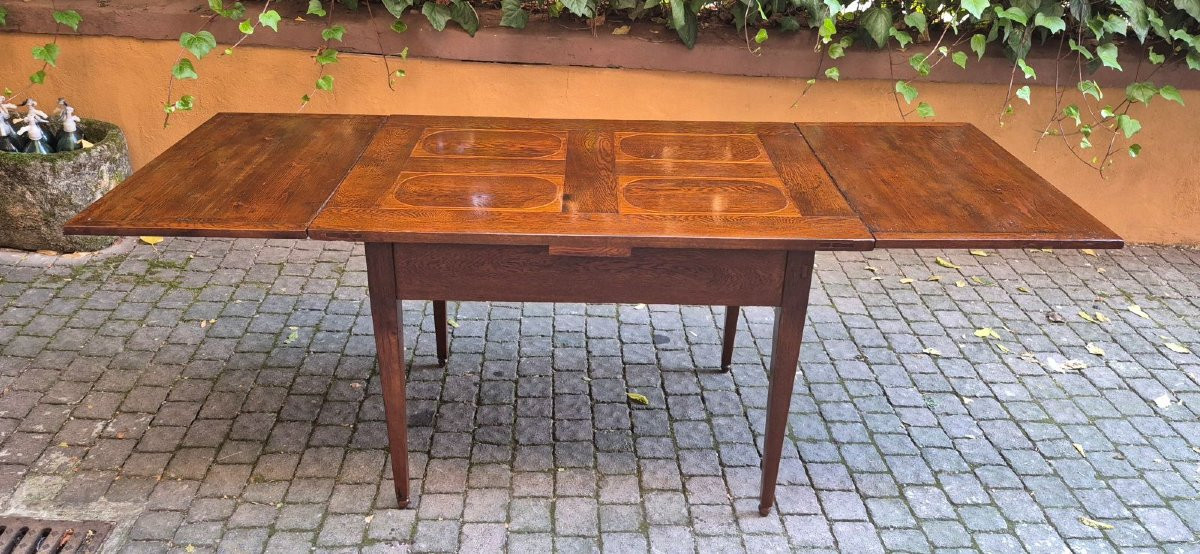 Table extensible ancienne du XIXe siècle avec poignée à vis-photo-2