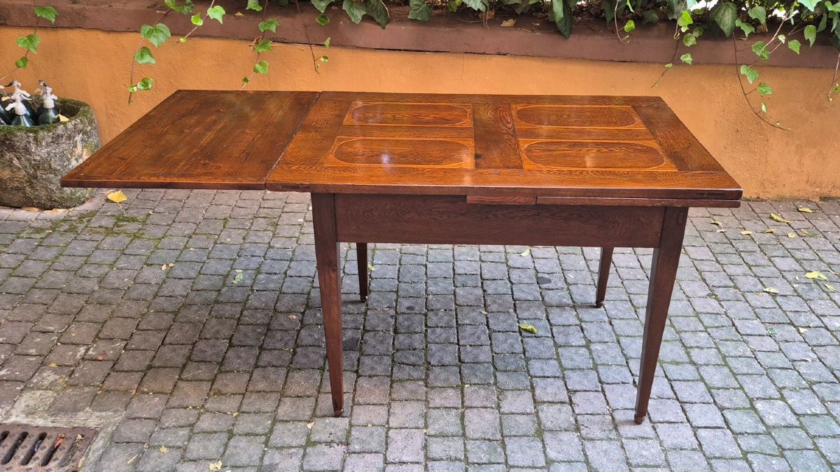 Table extensible ancienne du XIXe siècle avec poignée à vis-photo-3