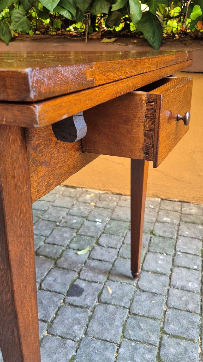 Table extensible ancienne du XIXe siècle avec poignée à vis-photo-3