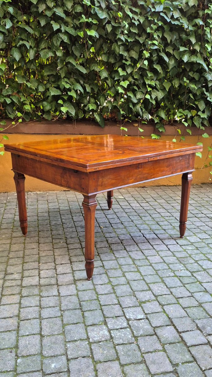 Extendable Antique Cherry Table With Threaded Drawers-photo-3
