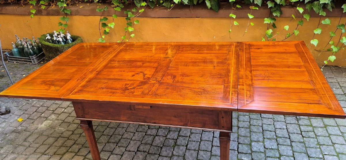Extendable Antique Cherry Table With Threaded Drawers-photo-4