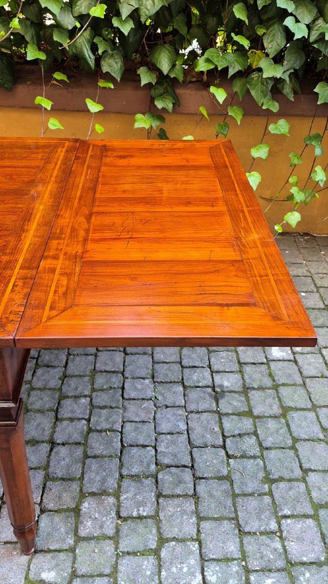 Extendable Antique Cherry Table With Threaded Drawers-photo-4