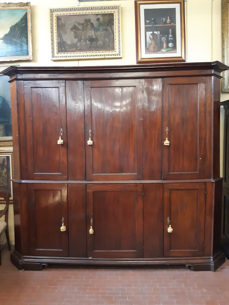 Antique Double-body Sacristy Sideboard From Modena