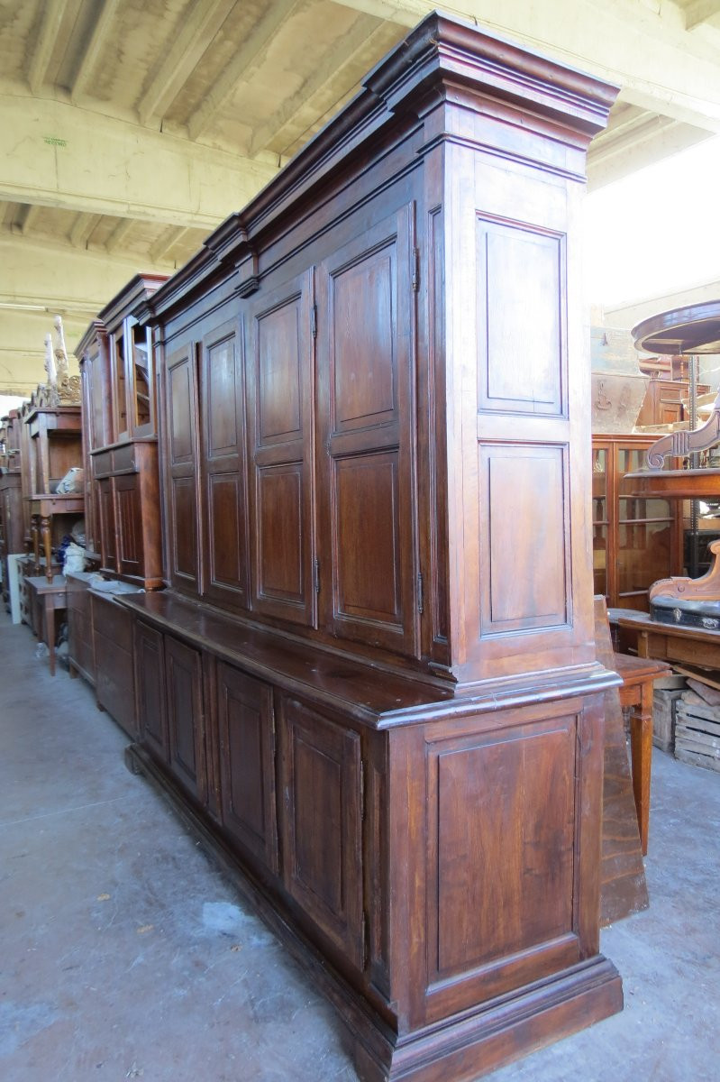 Buffet de sacristie lombard ancien à double corps-photo-2