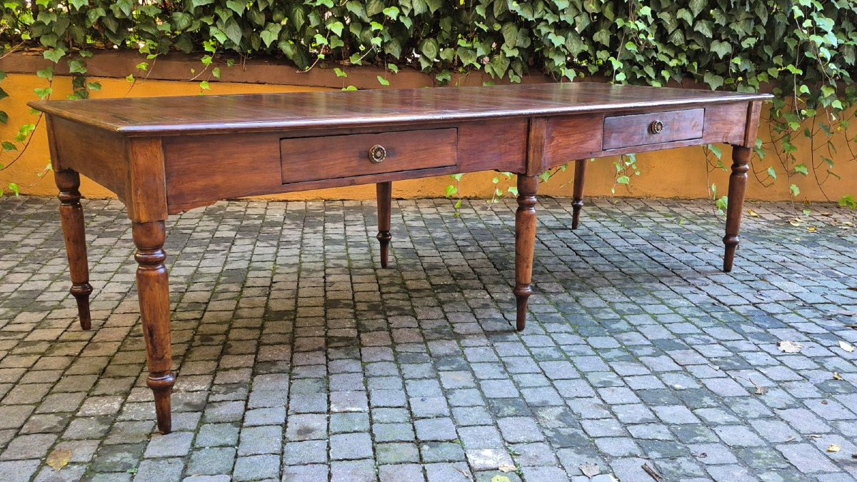 Longue table ancienne en merisier de la région des Marches, à 6 pieds-photo-3