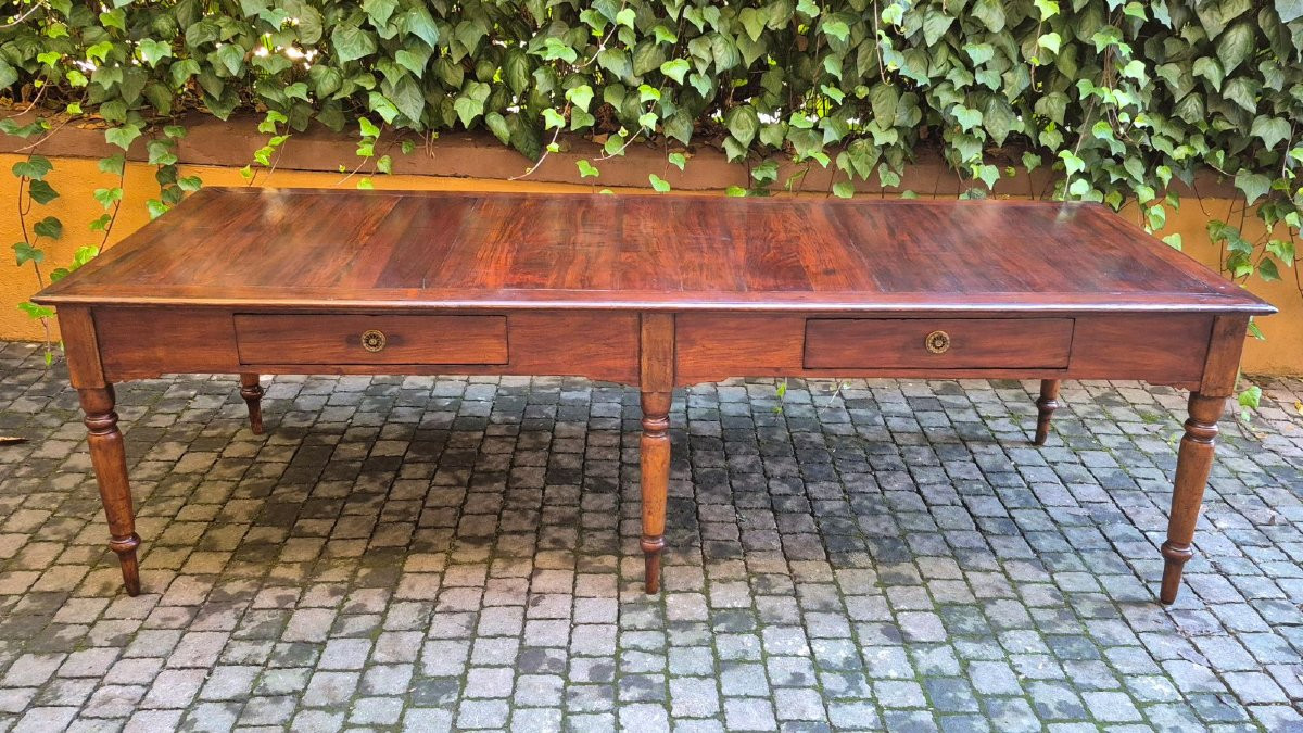 Longue table ancienne en merisier de la région des Marches, à 6 pieds-photo-1