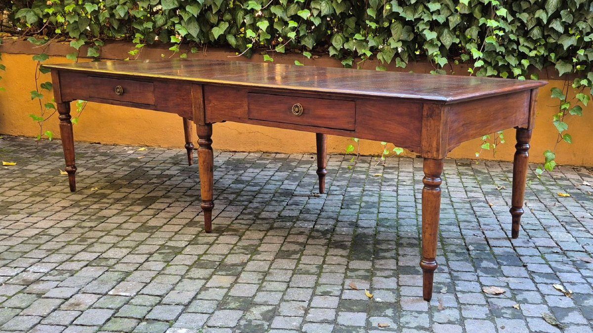 Longue table ancienne en merisier de la région des Marches, à 6 pieds-photo-5