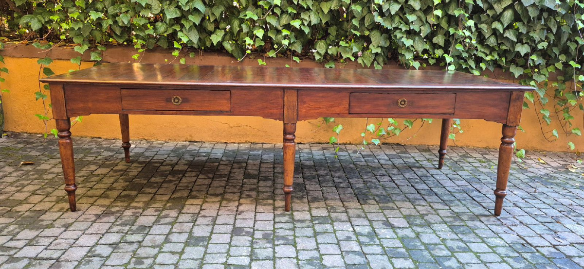Longue table ancienne en merisier de la région des Marches, à 6 pieds