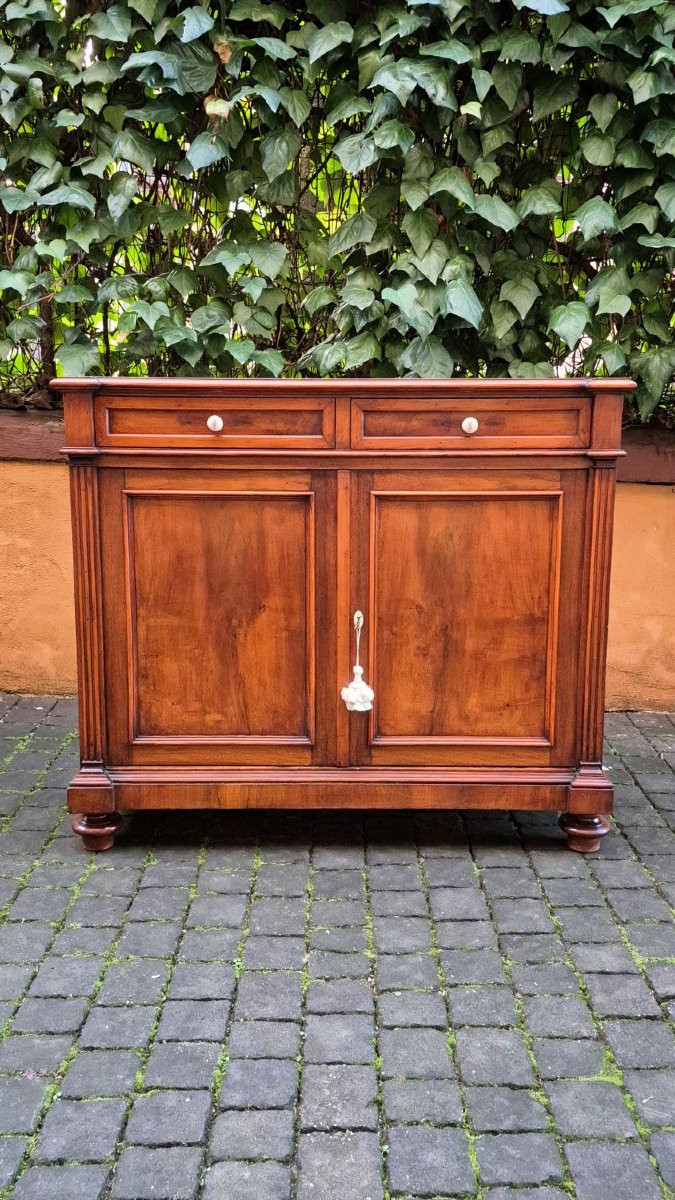 Antique Narrow Emilian Walnut Sideboard For Entrance Hall-photo-2