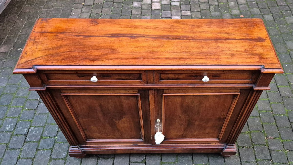 Antique Narrow Emilian Walnut Sideboard For Entrance Hall-photo-6