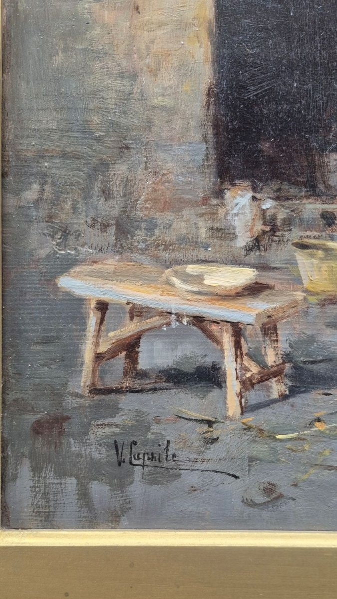 Oil Painting On Panel By Vincenzo Caprile-photo-2