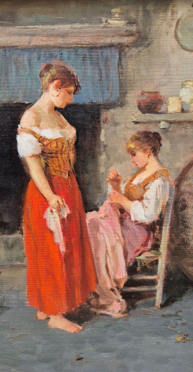 Oil Painting On Panel By Vincenzo Caprile-photo-3