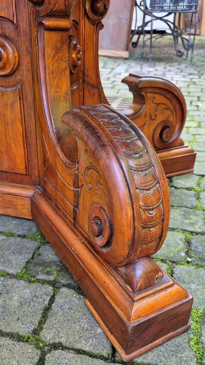 Extendable Antique Round Walnut Table, 2.7 M-photo-4