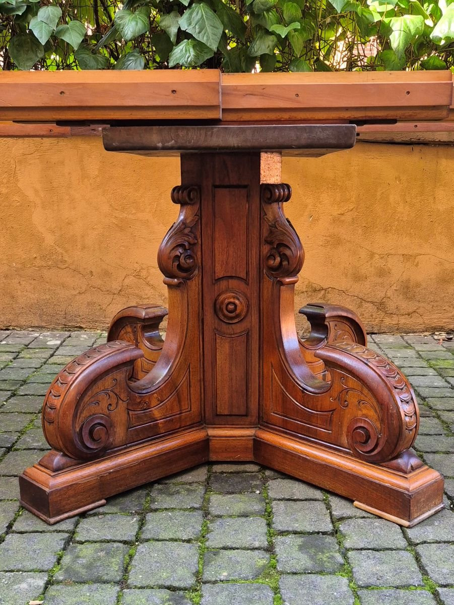 Extendable Antique Round Walnut Table, 2.7 M-photo-1