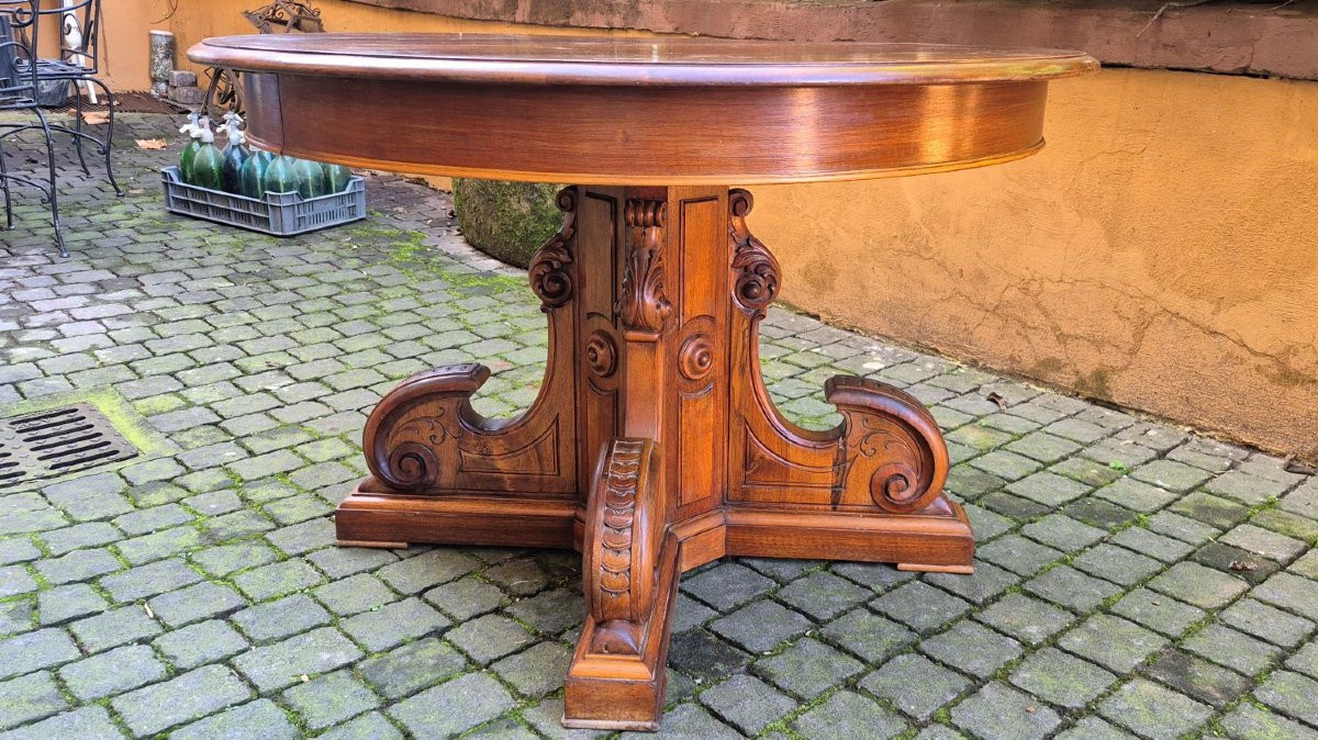 Extendable Antique Round Walnut Table, 2.7 M-photo-5