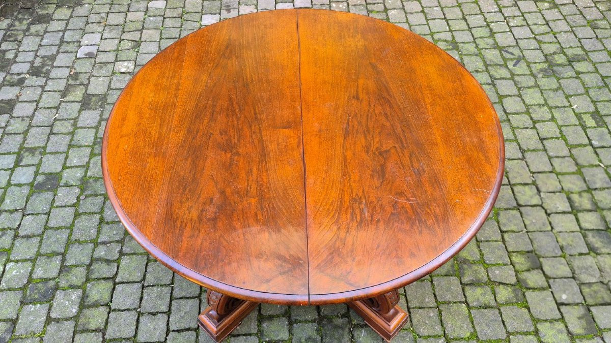 Extendable Antique Round Walnut Table, 2.7 M-photo-6